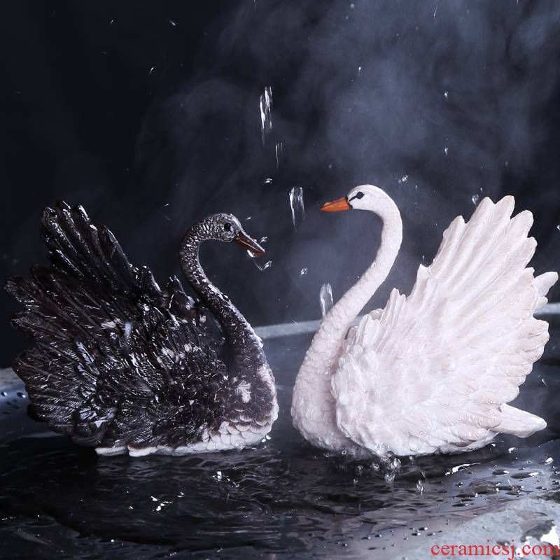 Pet swan furnishing articles boutique auspicious industry color tea to keep play tea tea tea tray was creative act the role ofing is tasted furnishing articles