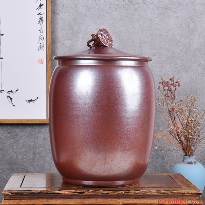 Jingdezhen ceramic barrel ricer box sealing caddy fixings 30 kilo meters pot store content box moistureproof insect - resistant meter altar