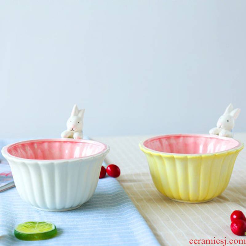Jingdezhen ceramic salad bowl cartoon express to use rabbit dessert fruit salad dim sum dishes snacks in your job
