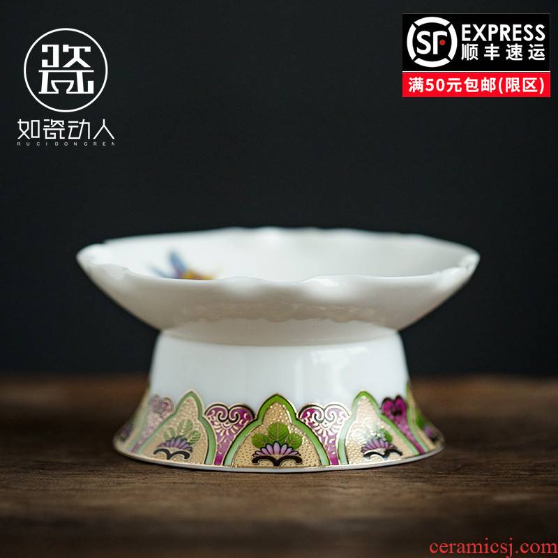To the as porcelain and moving GongXi colored enamel) ceramic tea tea tea filters filter good kung fu tea accessories