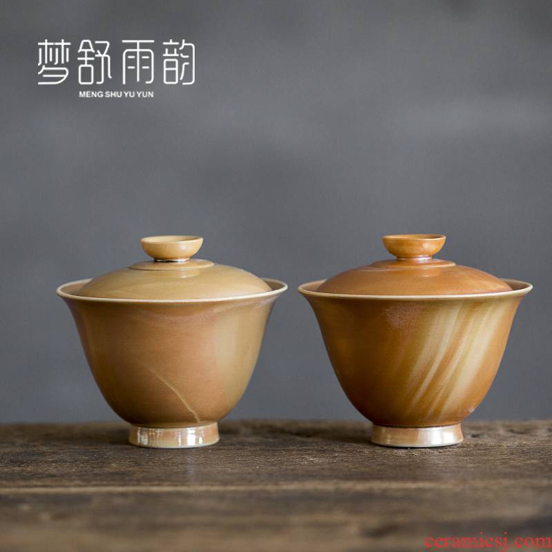 Dream ShuYu rhyme pure manual pull embryo firewood tea three tureen ceramics single kung fu tea set Japanese zen