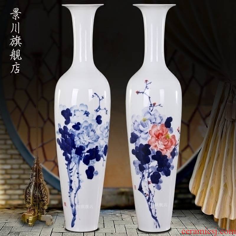 Jingdezhen ceramic I and contracted small pure and fresh and peony vases furnishing articles home sitting room hotel shop decoration