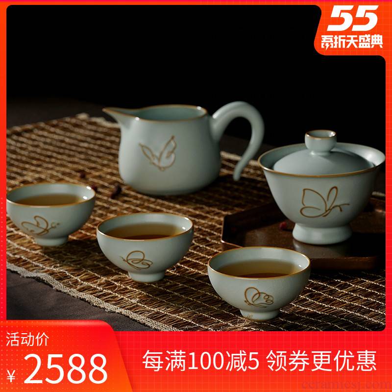 Green has already your up tureen suit jingdezhen kung fu tea set manual ceramic cups imitation song dynasty style typeface restoring ancient ways your porcelain gift boxes