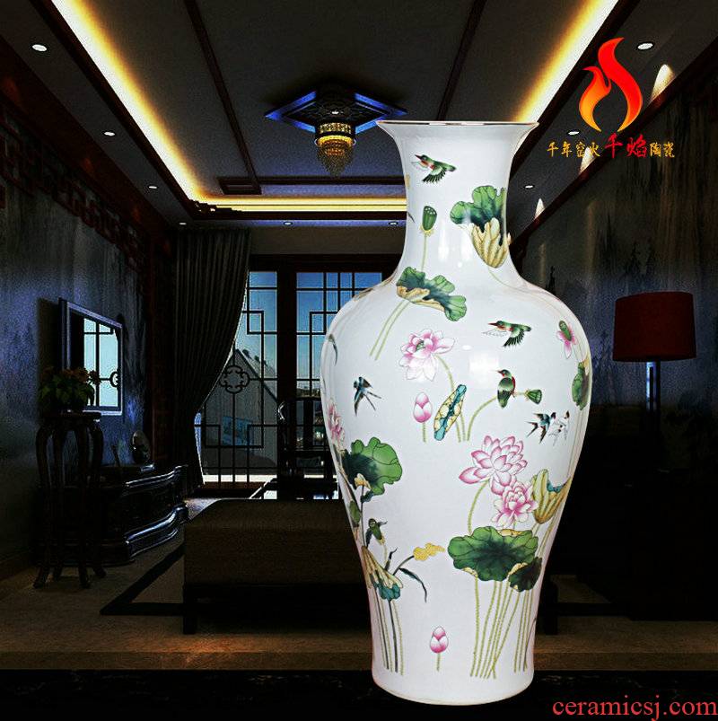 Jingdezhen ceramics vase color lotus fishtail bottles of Chinese style living room home decoration the multi-ethnic study of atherosclerosis (mesa)