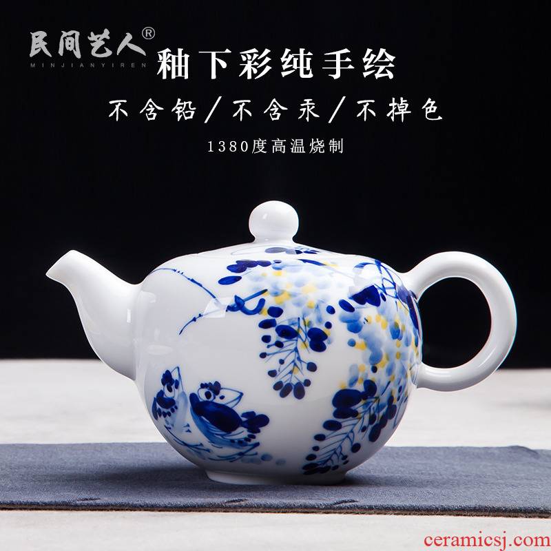 Jingdezhen ceramic teapot hand - made kung fu tea set single pot of tea is the tea taking single pot of tea kettle seats joker