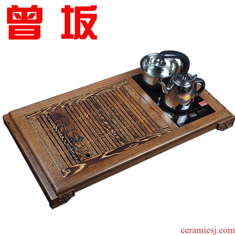 The Who -- chicken wings wood tea set a complete set of four unity induction cooker tea sea solid wood tea tray was oversized suit ebony kung fu