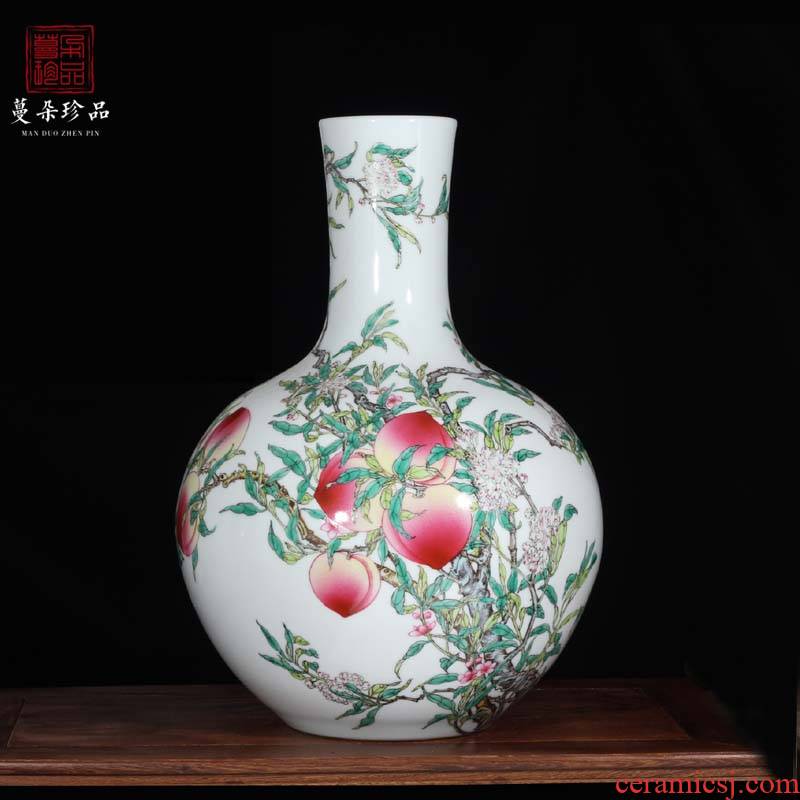 Jingdezhen pure hand - made copy qianlong nine celestial peach vase 33-76 - cm high imitation the qing xiantao hand - made of vases
