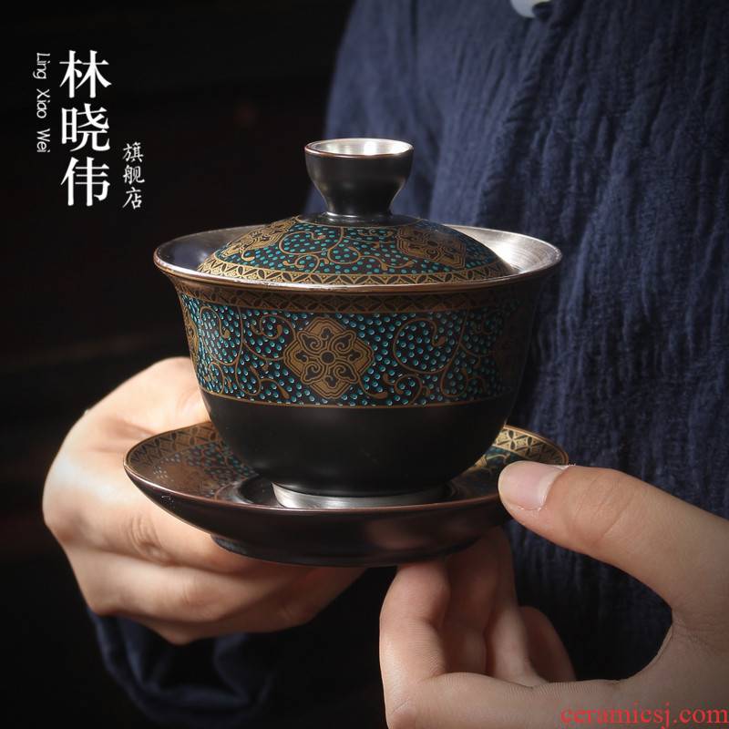 Jingdezhen tureen sterling silver only three bowl kung fu tea set tea bags are large single colored enamel cups tea tureen lid