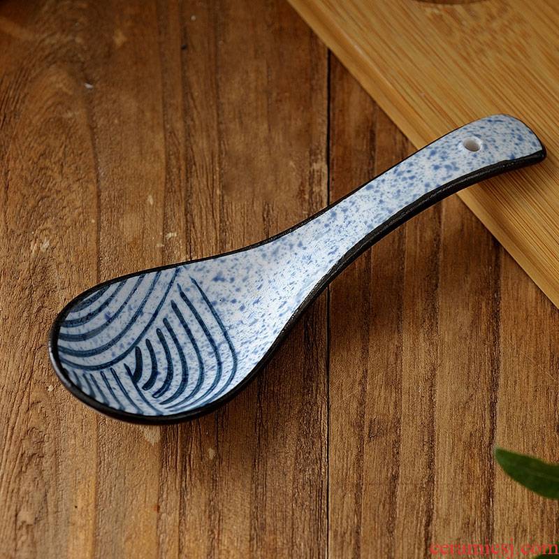 Contracted Japanese style and small spoon, ceramic household express little rice run Chinese porcelain run small spoon, kitchen spoons