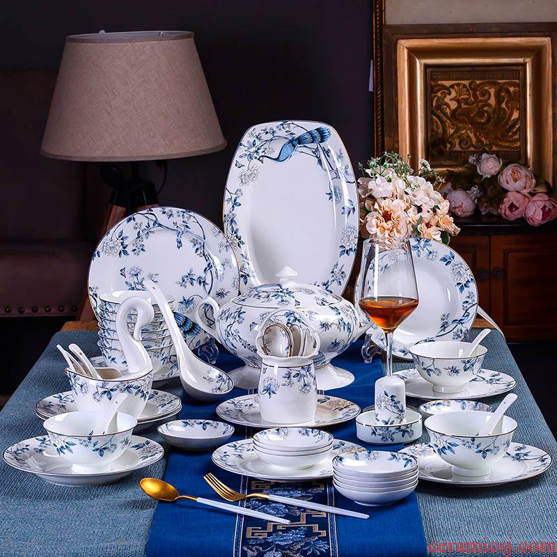 Antarctic treasure dishes suit ipads porcelain European household tableware chopsticks to eat bowl plate combination of Chinese style/