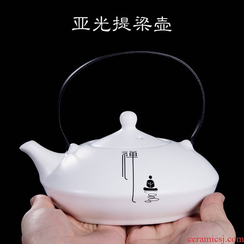 Ceramic teapot tea ware household white porcelain pot set single pot small Japanese girder kung fu tea set spare parts