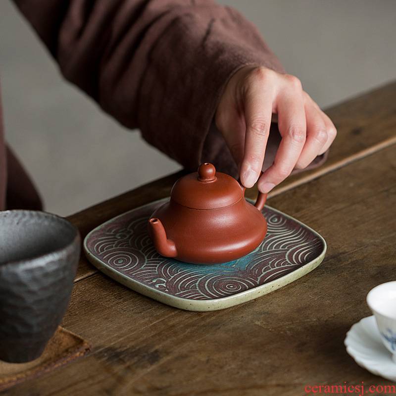 Restore ancient ways as the waves make tea pot bearing household dry ceramic cup tray monolayer tea tray accessories tea tray compote
