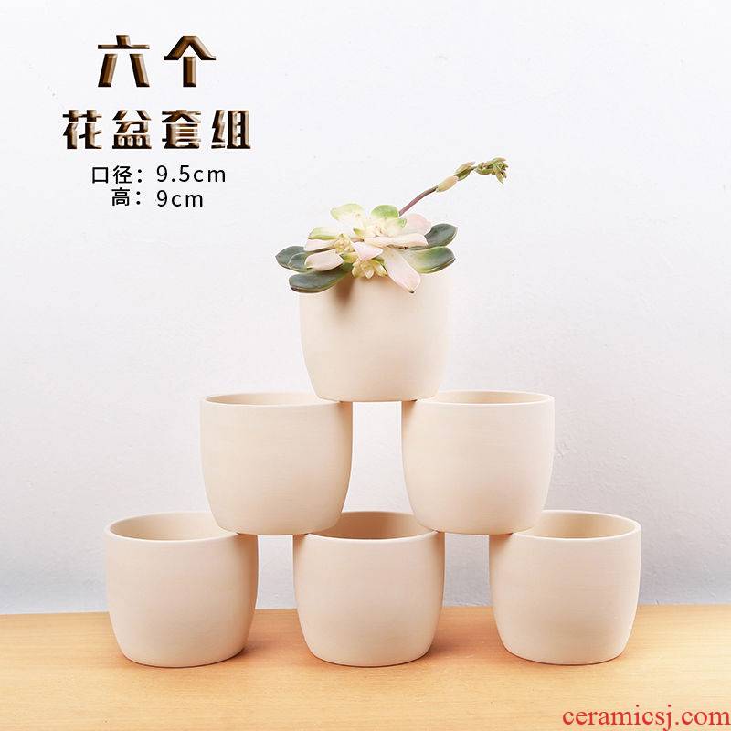 Fleshy flower pot in ceramic hand - made coarse pot oblong breathable hand thumb knead retro contracted basin