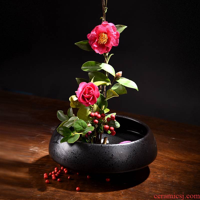 Zen Chinese creative jian mountain flower arranging exchanger with the ceramics cup Japanese ikebana flower arranging machine tea table flower pot small flow