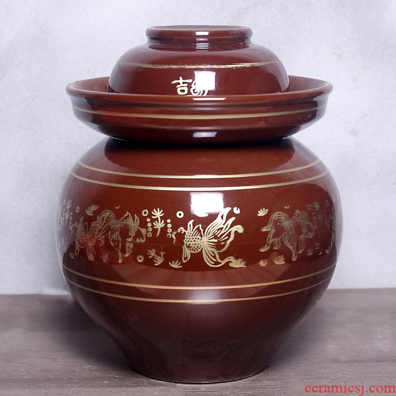 Sichuan old earthenware pickle jar household with cover seal pot - glass ceramic pickles pickles cylinder altar sauerkraut