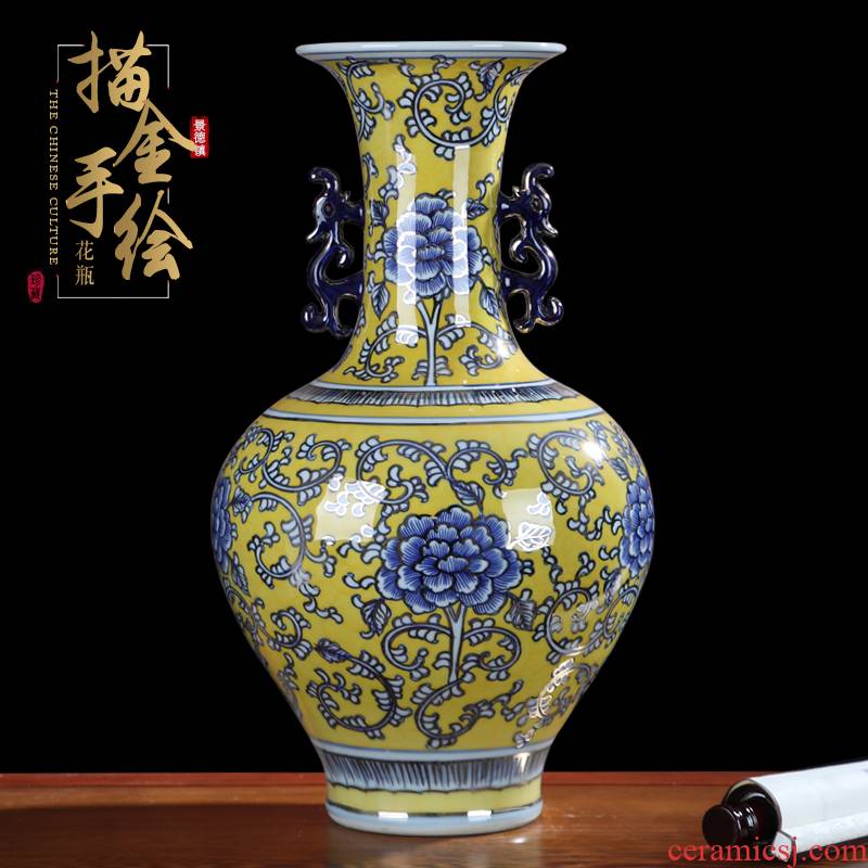 Archaize large master hand - made vases furnishing articles of jingdezhen ceramics flower arrangement sitting room paint decorative arts and crafts