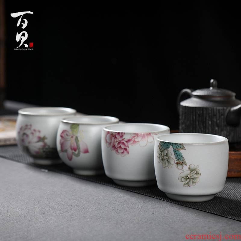 Your up hand - made jingdezhen checking ceramic cups, small single cup sample tea cup kung fu master CPU open for