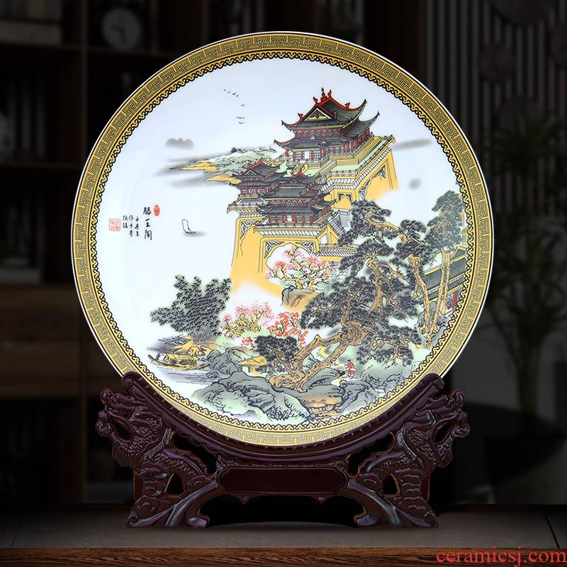 To ceramic furnishing articles dish ceramic custom picture four famous towers porcelain furnishing articles of Chinese style plate process