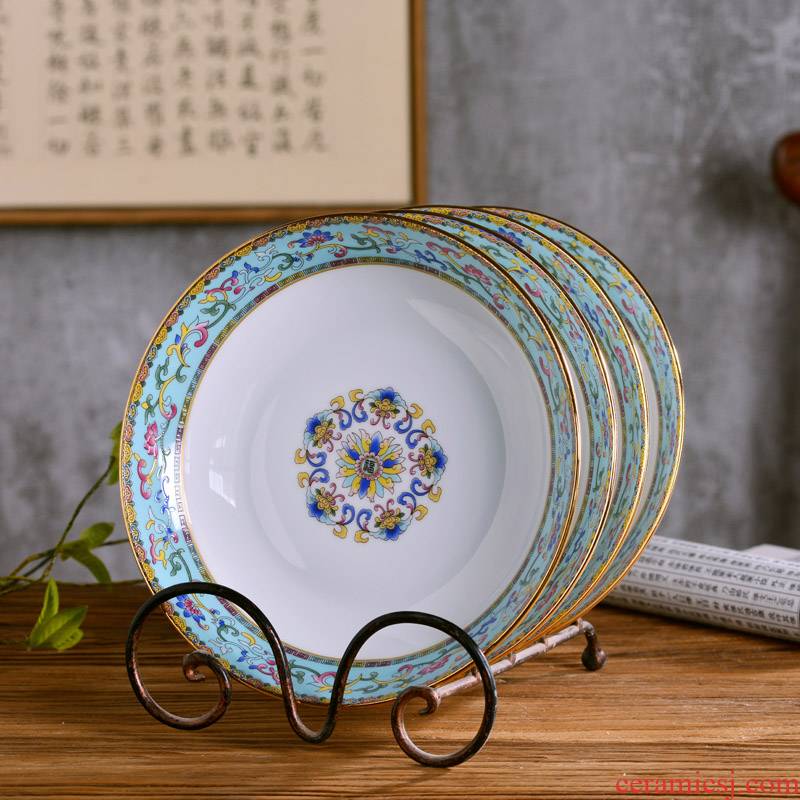 8 "jingdezhen ceramic up phnom penh pastel deep dish antique Chinese style household ipads porcelain dish plate tableware single plate