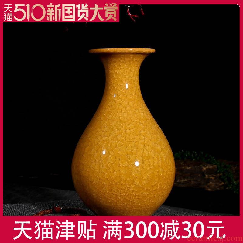 Jingdezhen ceramic vase office furnishing articles yellow sitting room TV ark, household decorates porch ark, crafts