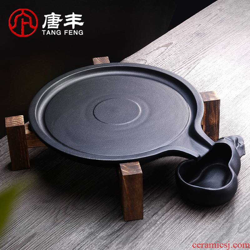 Tang Feng Japanese ceramic household solid wood tea tray was contracted kung fu tea set stone mill dry tea tea