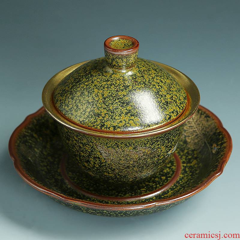 Japanese kung fu tea set variable tea ware gold ceramic bowl bowl tureen hand grasp pot of three cups