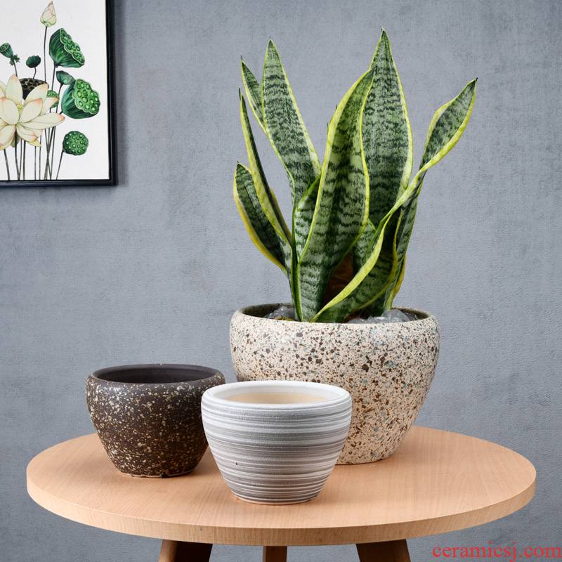 Chinese ceramic flower pot contracted money plant bracketplant breathable oversized bag mail sitting room balcony flowerpot wholesale clearance