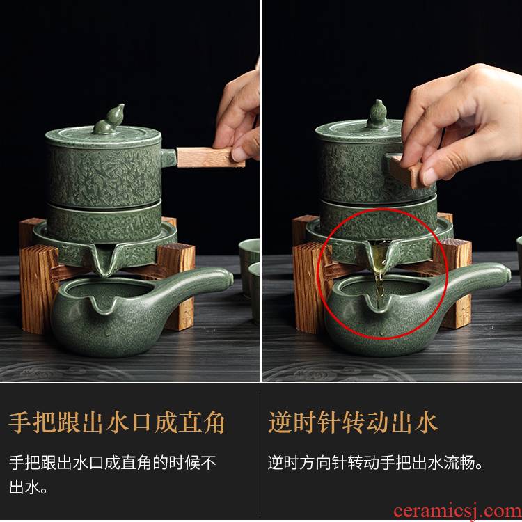 Semi automatic kung fu tea set suits for large stone mill home lazy people make tea exchanger with the ceramics tea set rotation of the water