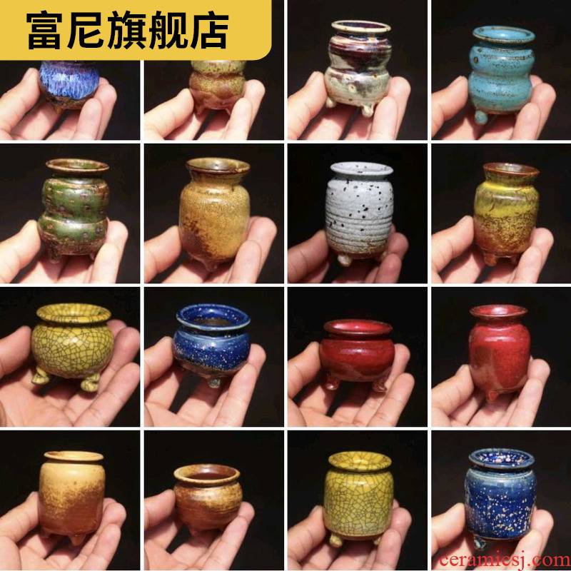 Rich, manual small coarse pottery accused of jingdezhen, fleshy raise hand basin, thumb thumb pull embryo pot basin