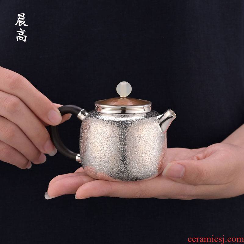 Morning high become saybot hemp 999 sterling silver sycee pot teapot pure manual hammer xi shi little teapot tea set the teapot