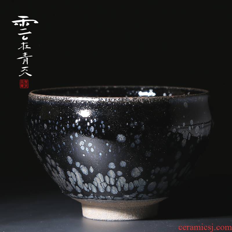 Built one masters cup kung fu tea set jianyang temmoku sample tea cup to use ceramic cup pure manual individual customization