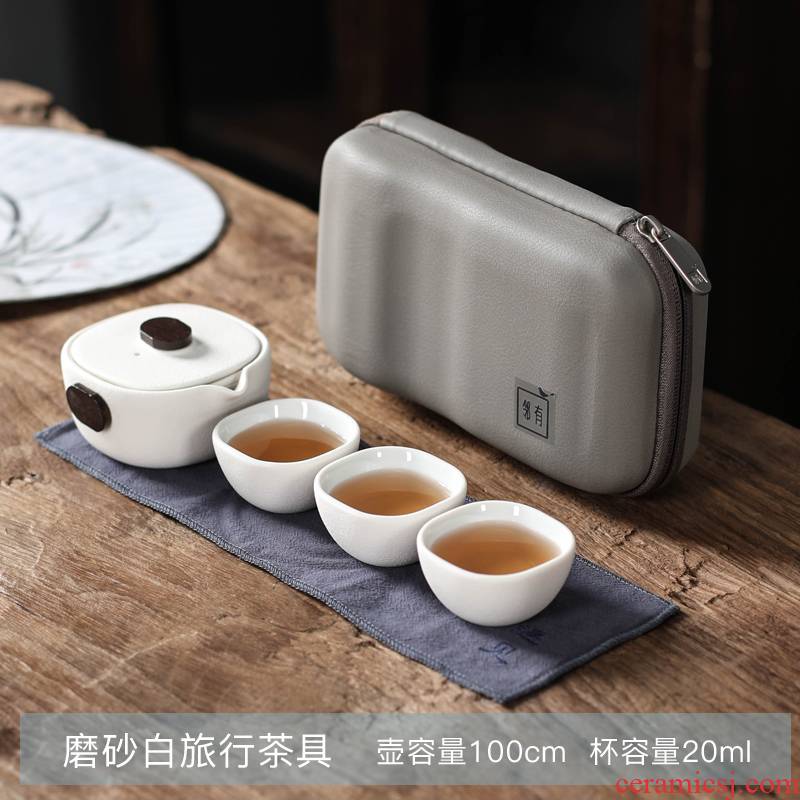Ya xin white porcelain tea sets tea cup travel portable receive household is suing small crack a pot of three