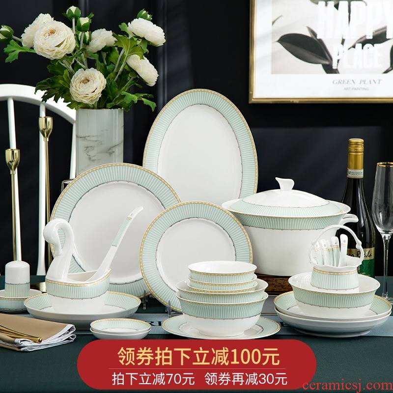 Orange leaf ipads porcelain tableware dishes suit household European contracted jingdezhen ceramic plate combination clear jade gifts