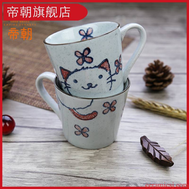 A Cup of coffee cups milk Cup mark Cup, hand draw express cat individuality creative pottery breakfast Cup of Cup