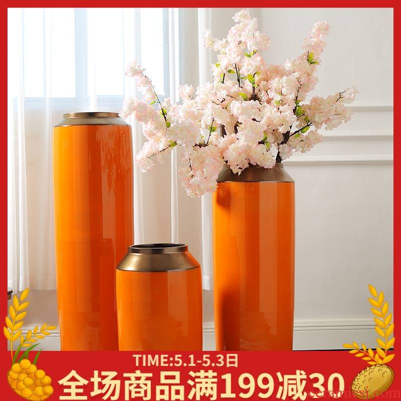 Jingdezhen ceramic I and contracted sitting room of large vase dried flower adornment is placed high creative large bottle arranging flowers