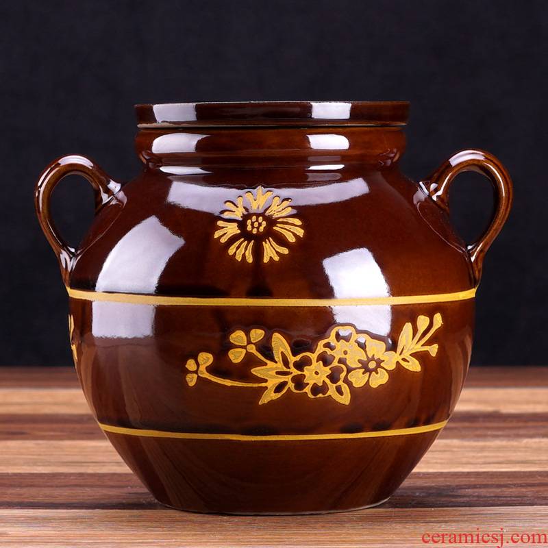 Edge lodge GuanPing sichuan ceramic containers peanut oil jar earthenware from lard oil cylinder oil altar canister