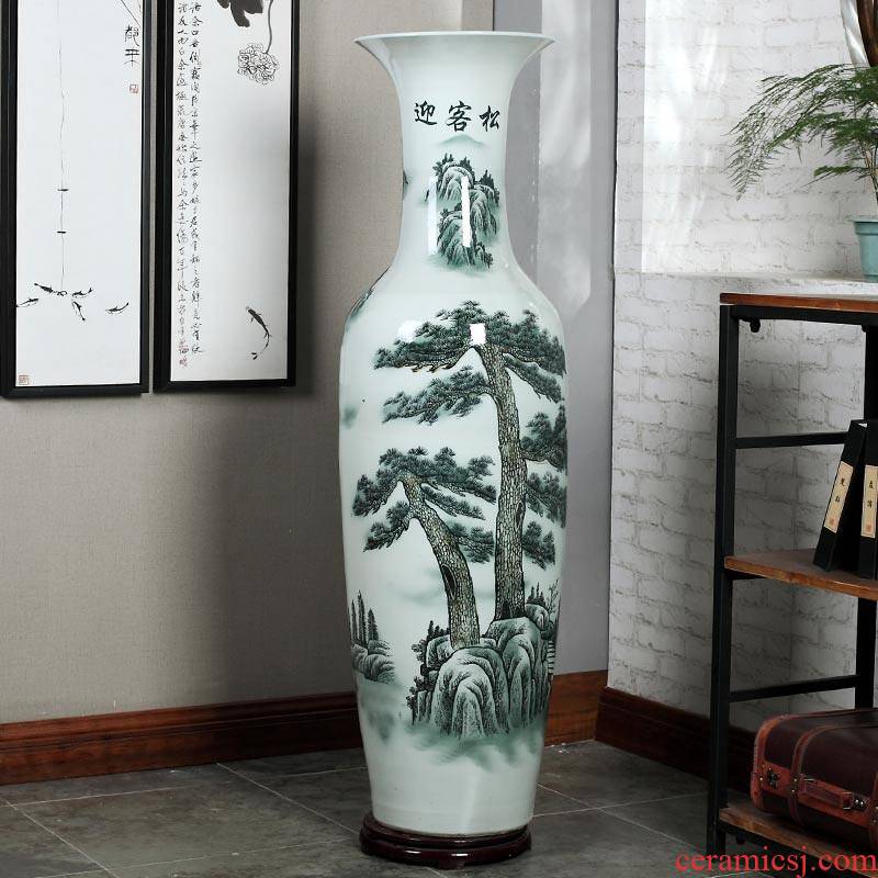 Jingdezhen blue and white ceramics guest - the greeting pine hotel opening arranging flowers potted sitting room adornment is placed large vase