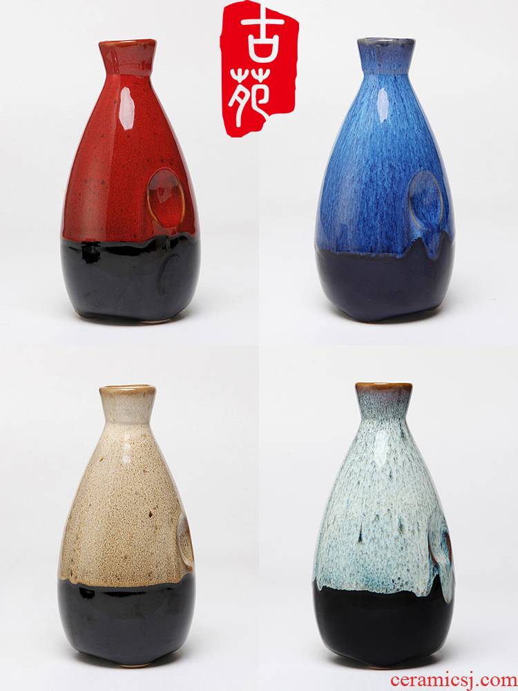 Japanese archaize ceramic empty wine bottles of wine jar after classical individuality creative a kilo SanJiu earthenware vesicles hip flask
