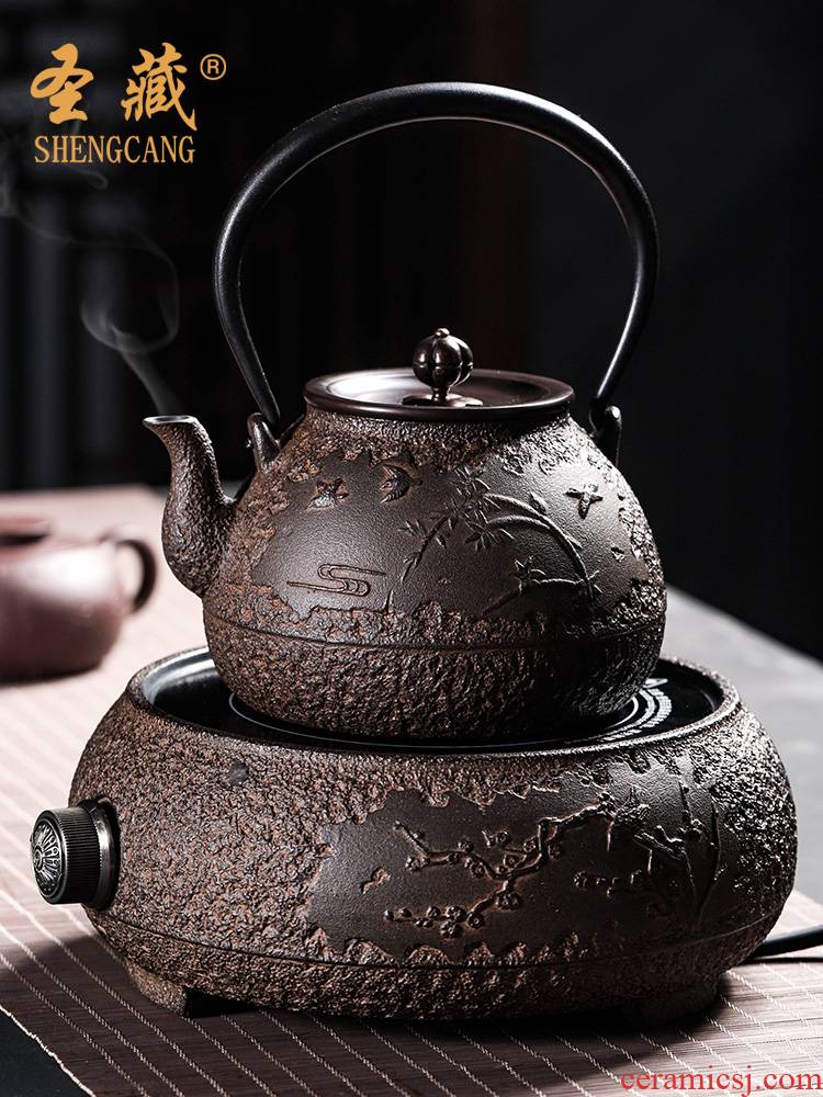 Iron pot of boiling water suit do old cast Iron pot to boil the kettle electric TaoLu Chinese style restoring ancient ways is the name plum and the bamboo Iron pot of 190044