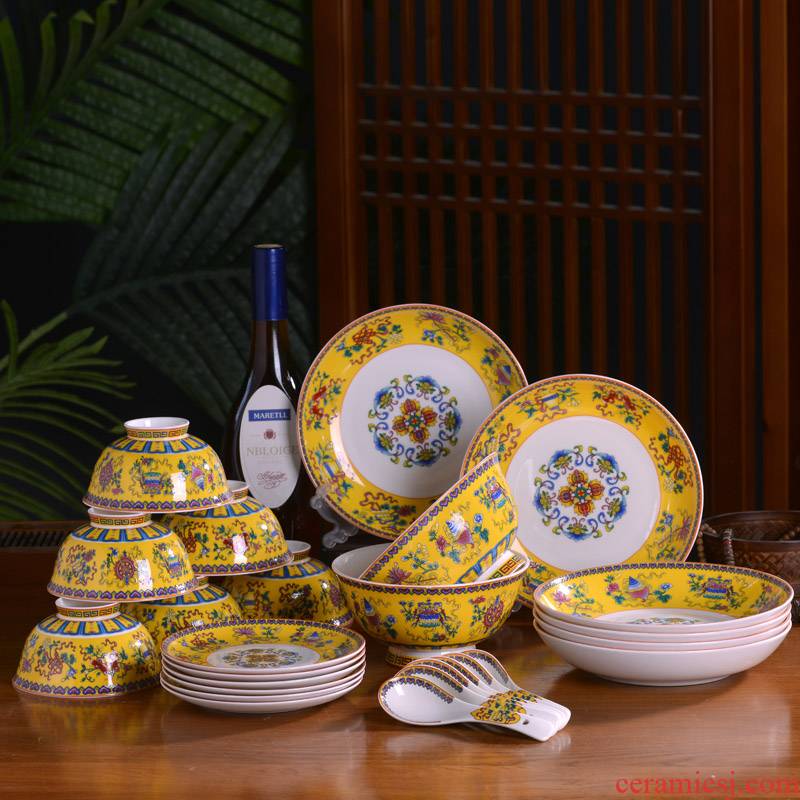 Jingdezhen ceramic tableware suit six bowl plates spoon household 0 small spoon the ipads porcelain single tall bowl