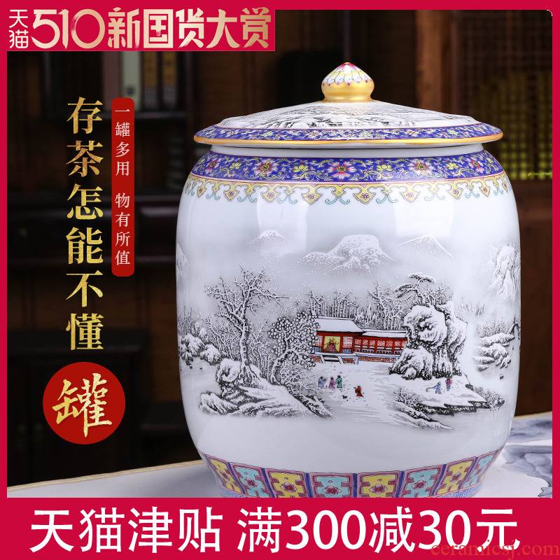 The New Chinese jingdezhen ceramic pot of white tea caddy fixings bulk storage POTS to heavy large capacity and tea tea boxes