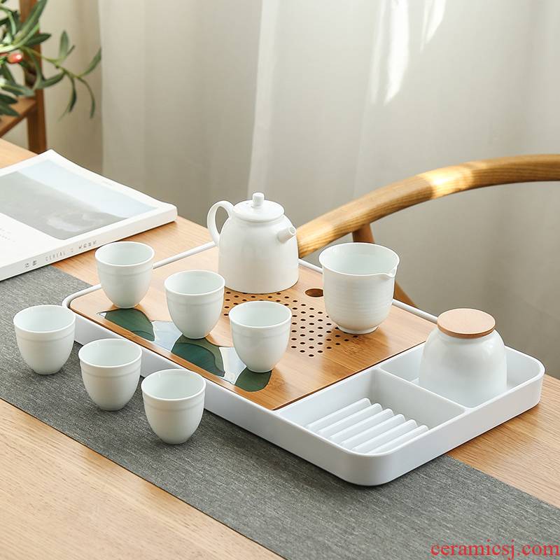 Bo yiu-chee contracted kung fu tea set ceramic teapot tea tray was contracted household gifts tea, a complete set of gift box