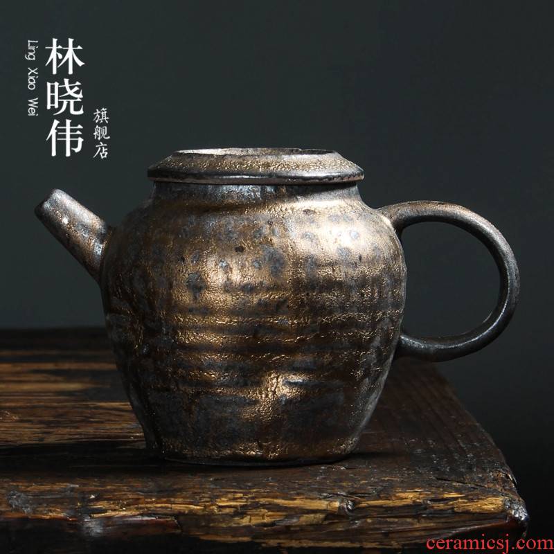 Coarse pottery gold kung fu tea set creative ceramic teapot single pot hand to restore ancient ways of filter teapot tea tea kettle