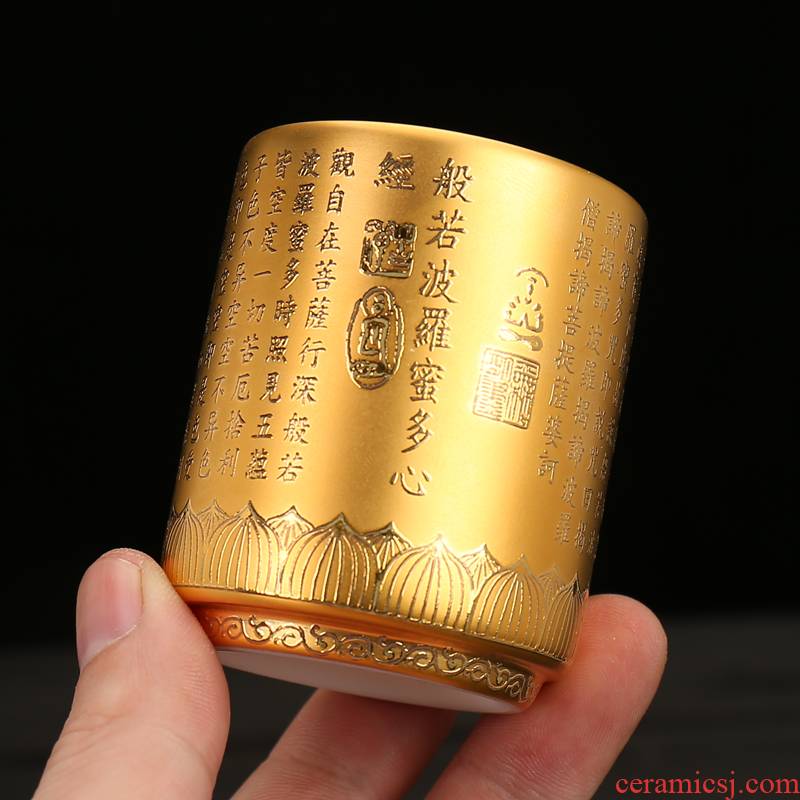 High - grade tea gold, 24 k gold master cup gold single kung fu household ceramics single cups of tea cups