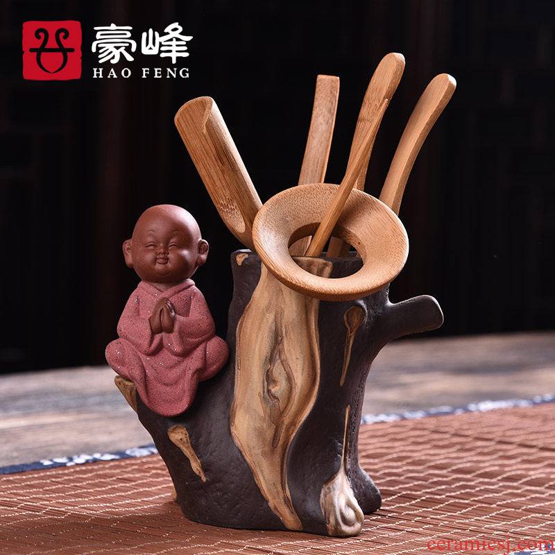 6 gentleman HaoFeng ceramic static young monk tea tree tea accessories ChaGa teaspoons ChaZhen tea tray was furnishing articles