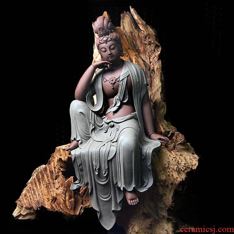 Dehua ceramic comfortable guanyin bodhisattva figure of Buddha zen home porch place offering Chinese style version into gifts