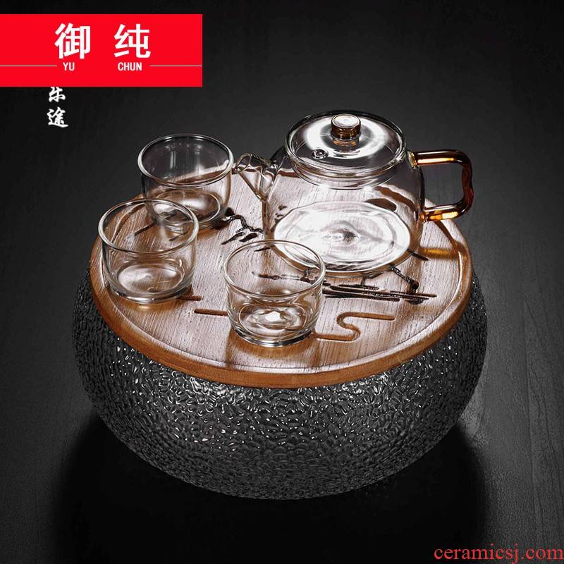 Royal pure travel kung fu tea set a pot of three cups of crack pot is suing portable car make tea with elegant