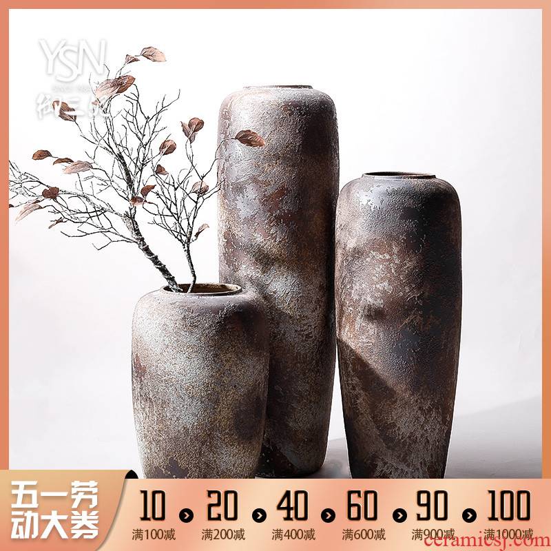 Retro ceramic vases, flower arrangement sitting room place I and contracted large ground vase floral decoration villa garden