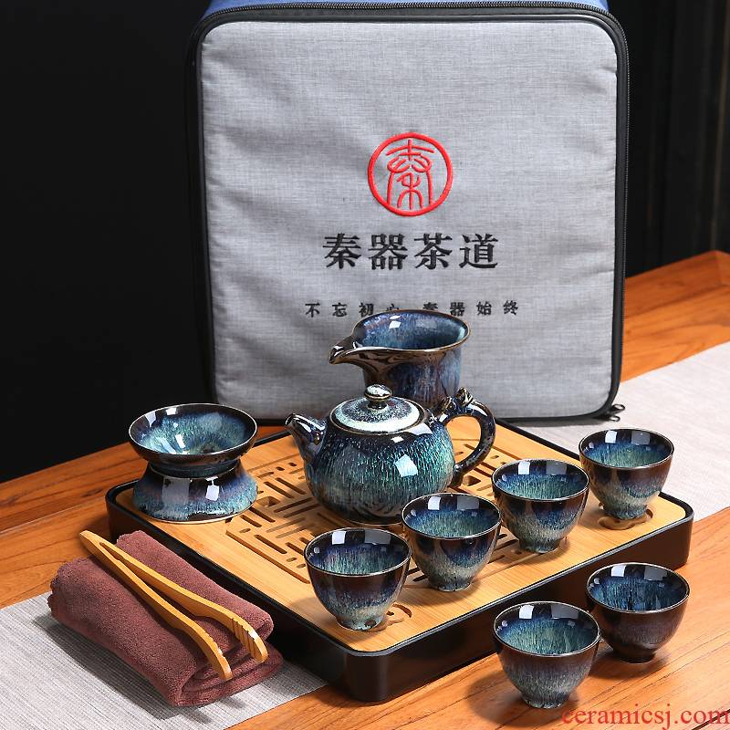 Travel tea set simple Japanese ceramic cups portable BaoYao side put the pot of kung fu tea set dry tea tray
