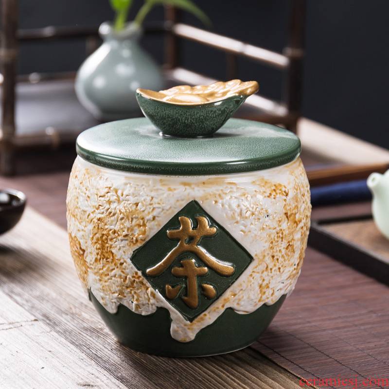 In floor loading ceramic seal pot Chinese style restoring ancient ways with loose tea caddy fixings tank tea barrel storage POTS